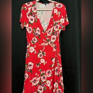 Red floral dress